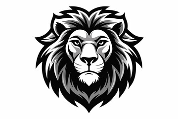 mascot style lion head black and white vector

