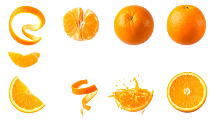 Vibrant orange slices, zest, and whole fruits showcase natural freshness and juicy goodness for healthy eating.