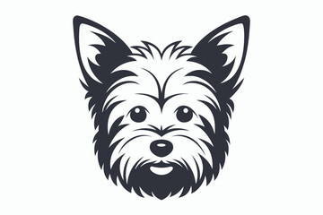 mascot yorkshire terrier dog head black and white vector