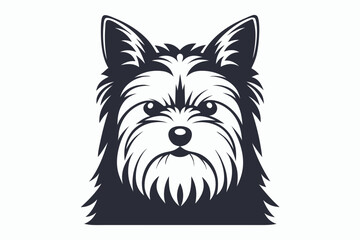 mascot yorkshire terrier dog head black and white vector