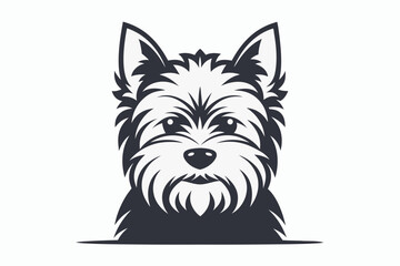 mascot yorkshire terrier dog head black and white vector
