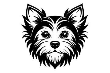 mascot yorkshire terrier dog head black and white vector