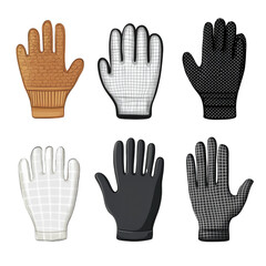 Obraz premium Set of various stylish kitchen protected Gloves on isolated transparent cutout PNG Background