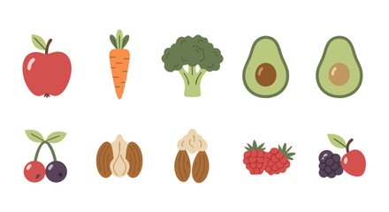Nutrition Essentials: A vibrant collection of fruits and vegetables arranged in a captivating visual, highlighting the essence of healthy eating and the benefits of plant-based nourishment.