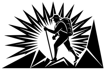 minimalist hiker climbing