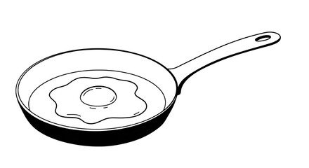 Line Art Egg Cooks. Fried Egg in Pan. Clean, minimal style. For design, culinary blogs, menus, web use, decoration, or backgrounds.