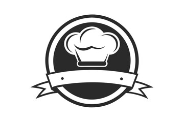  chef hat minimalist logo black and white silhouette