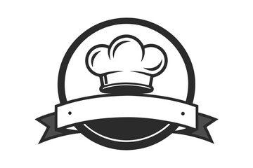 chef hat minimalist logo black and white silhouette