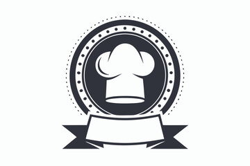 chef hat minimalist logo black and white silhouette