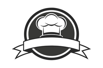 chef hat minimalist logo black and white silhouette