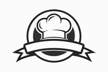 chef hat minimalist logo black and white silhouette
