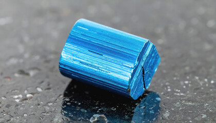 Blue glass tube representing battery minerals and energy resources with copy space for text placement
