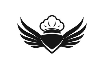 minimalist logo design featuring a stylized chef with wings