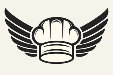 minimalist logo design featuring a stylized chef with wings