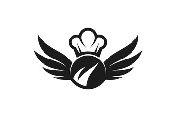 minimalist logo design featuring a stylized chef with wings