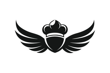 minimalist logo design featuring a stylized chef with wings