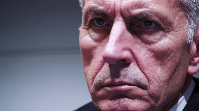 Intense businessman deep in thought: closeup sequence with focus on determination and emotion