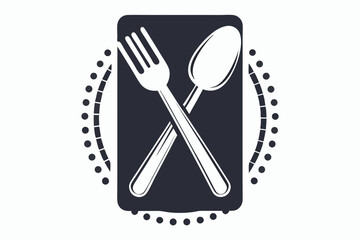 minimalist logo white fork and spoon silhouette