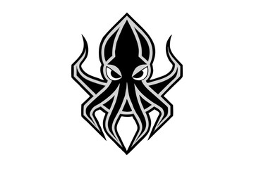 octopus head logo vector geometric design angular shape black and white silhouette