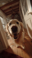 Uncanny Golden Retriever in Horror POV Shot