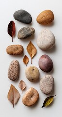 Obraz premium Arrangement of stones and leaves