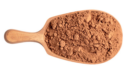 Scoop of rich cocoa powder ready for delicious baking and culinary creations