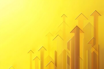 Abstract upward trending arrows on yellow background.