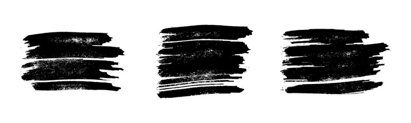 Set of black hand drawn brush strokes