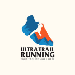 Ultra Trail running logo vector illustration on white background