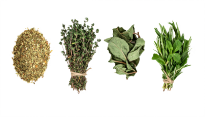 Fresh herbs and dried bay leaves with seasoning blend elevate culinary creations for vibrant, healthy cooking.