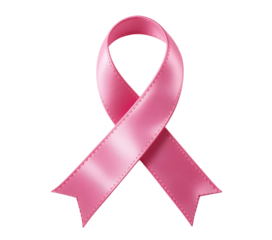 Pink Ribbon Symbol for Breast Cancer Awareness Isolated on Transparent Background with Copy Space AI
