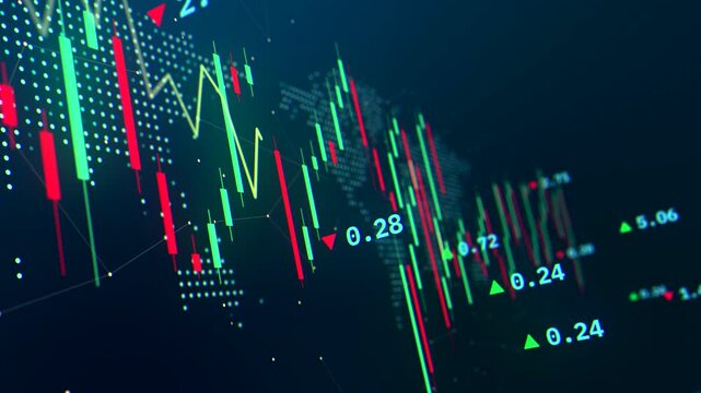 Stock market trading graph volatility animation