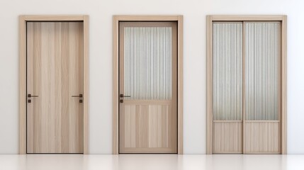 Modern Wooden Doors with Glass Panels and Horizontal Lines Design