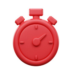 A vibrant red stopwatch icon represents time measurement and speed emphasizing precision and the concept of deadlines.