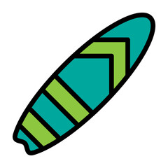 Surfboard Vector Filled Icon Design