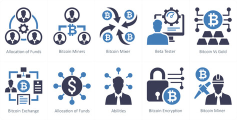 Fototapeta premium A set of 10 mix icons as allocation of funds, bitcoin miners, bitcoin mixer