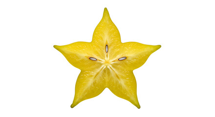 Fototapeta premium Title: Cut starfruit shines on black. Use for marketing, web, design related to food, wellness, healthy eating.
