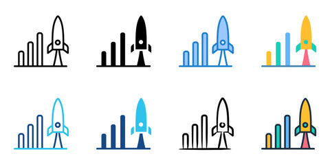 Business Acceleration icon set multiple style collection 