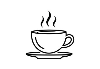Obraz premium Vector illustration of a steaming cup of coffee on a saucer, perfect for a cafe menu or a morning beverage advertisement