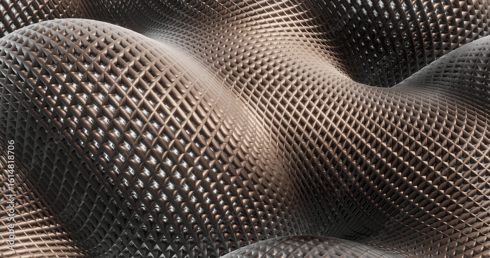 Poster abstract background geometric pattern of metallic grid in design 3d render