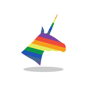 Unicorn rainbow colors icon with shadow