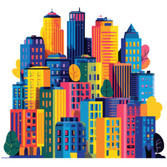 city isolated in White Background, city vector, Flat lay vector illustration