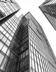 Fototapeta premium Modern Glass Skyscraper Architecture in Black and White