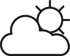 Sun partly behind cloud icon, partly cloudy weather forecast symbol for UI, apps, and climate illustrations with transparent background