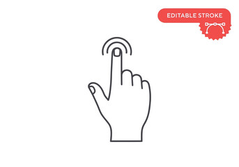 Obraz premium Vector illustration of a hand with finger touching a screen, representing touch screen technology and user interface interaction