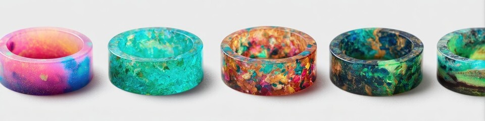 Multi-colored resin rings