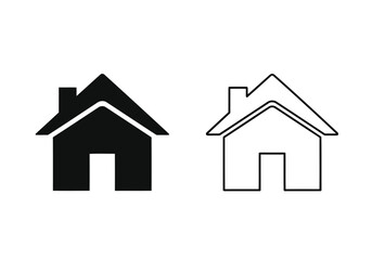 Vector illustration of simple home icons representing real estate and residential buildings with basic architectural design