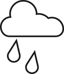 Cloud with light rain icon, weather forecast symbol for drizzle or mild rainfall for apps, UI, and weather reports with transparent background