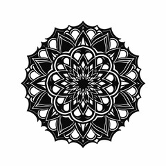mandala in black silhouette  white background, no detail