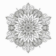 ink style mandala solid black lines, no color